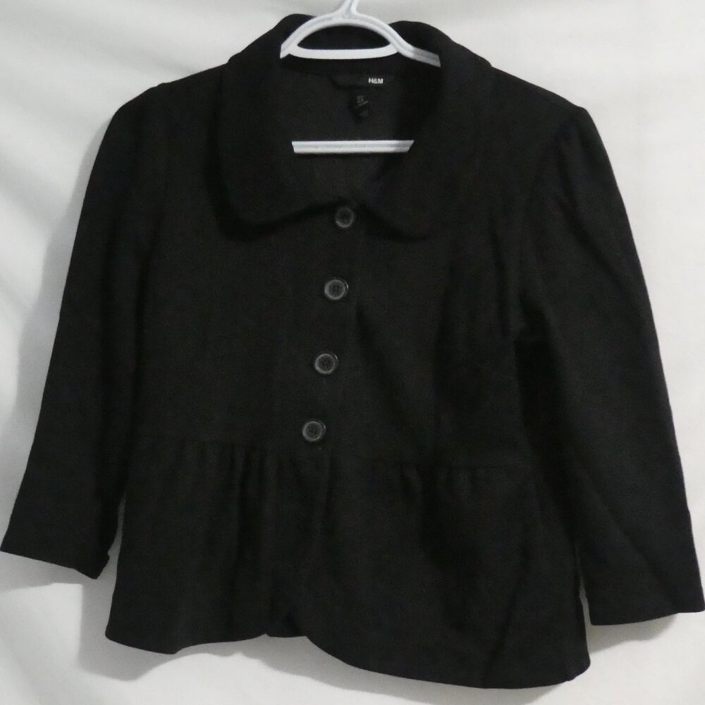 H&M | kids, large | Black Button Up Front Jacket With Flared Bottom
